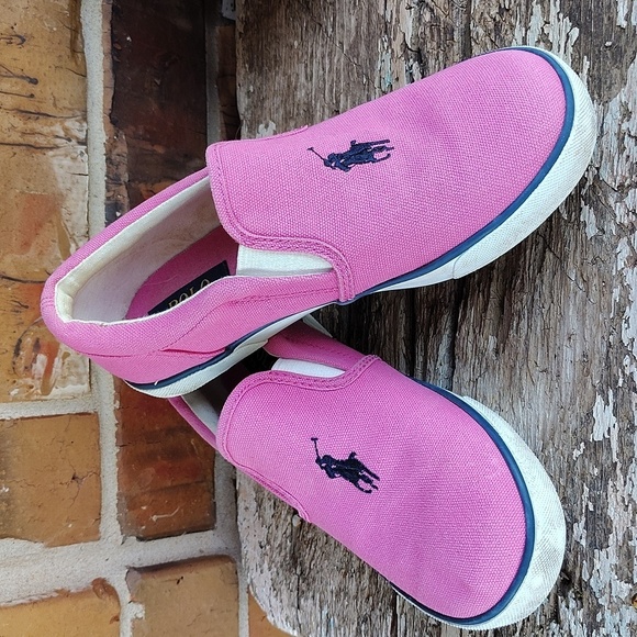 Polo Ralph Lauren Other - Ralph Lauren Polo toddler shoes size 3 Pink Canvas Slip Ons